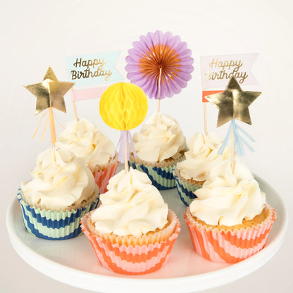 Festa das riscas Cupcake Kit (x 24 toppers)