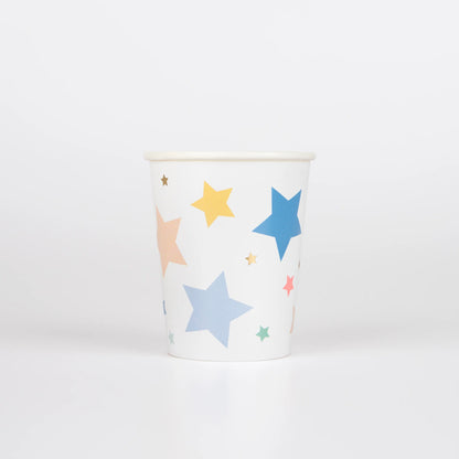 Copos Feliz aniversário estrelas (x 8)