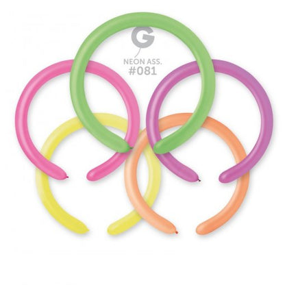 100 Balões latex Modelar 2'' (5cm) cor Neon #081