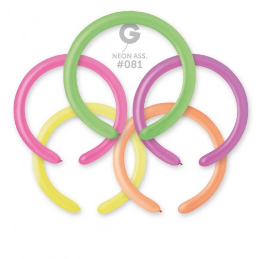 100 Balões latex Modelar 2'' (5cm) cor Neon #081