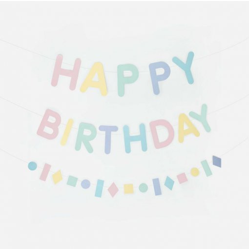 Grinalda de Papel 185x11cm Happy Birthday Pastel